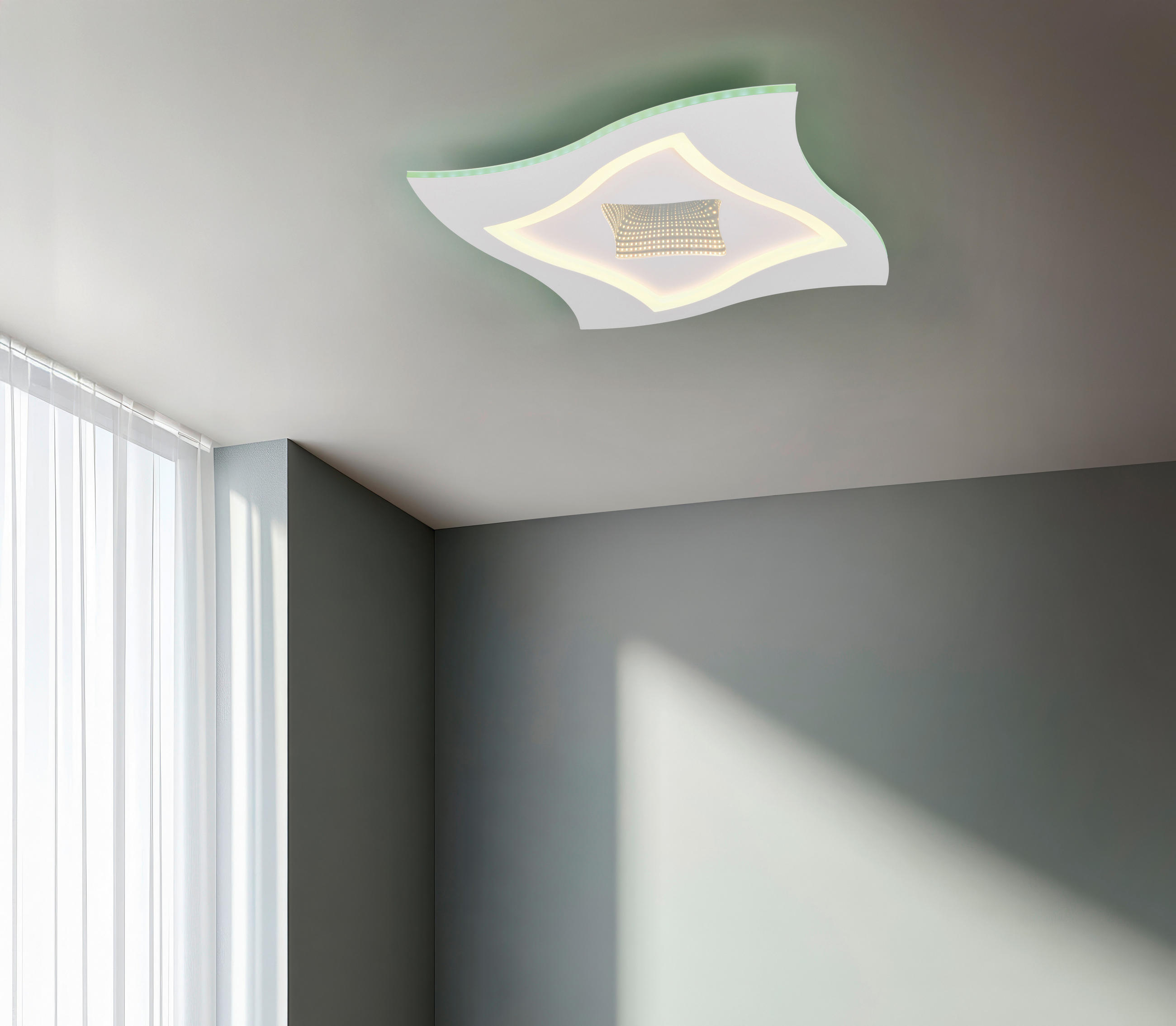 Thumbnail - Trio Leuchten Led-Deckenleuchte Klint, Weiß, Metall, F, 50x6x50 cm, Farbwechsler, 199 Farbkombinationen, Farbtemperaturw...