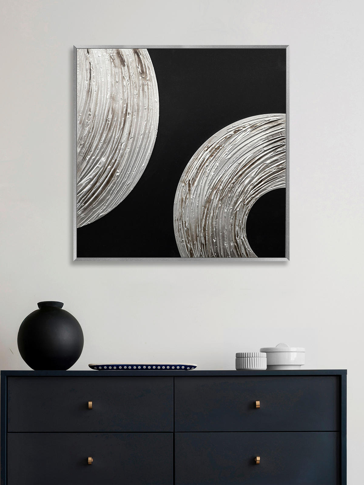 OLEJOMALBA, abstraktní, 80/80 cm  - barvy stříbra/vícebarevná, Design, kompozitní dřevo (80/80cm) - Monee