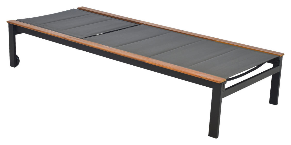 ZAHRADNÍ LEHÁTKO dřevo, kov, plast - šedá/barvy grafitu, Moderní, kov/dřevo (198/103/84cm) - Gardenson