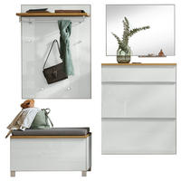 GARDEROBE 6-teilig  in 190/195/40 cm  - Weiss/Alufarben, Design, Glas/Holz (190/195/40cm)