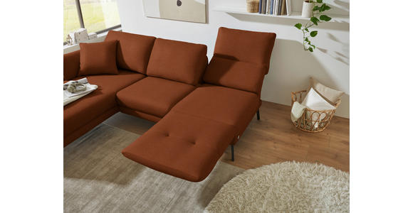 ECKSOFA  in Flachgewebe Kupferfarben Armteilverstellung, Relaxfunktion, Drehsitzfunktion  175-224/255-365 cm  - Schwarz/Kupferfarben, Design, Textil/Metall (175-224/255-365cm) - Dieter Knoll