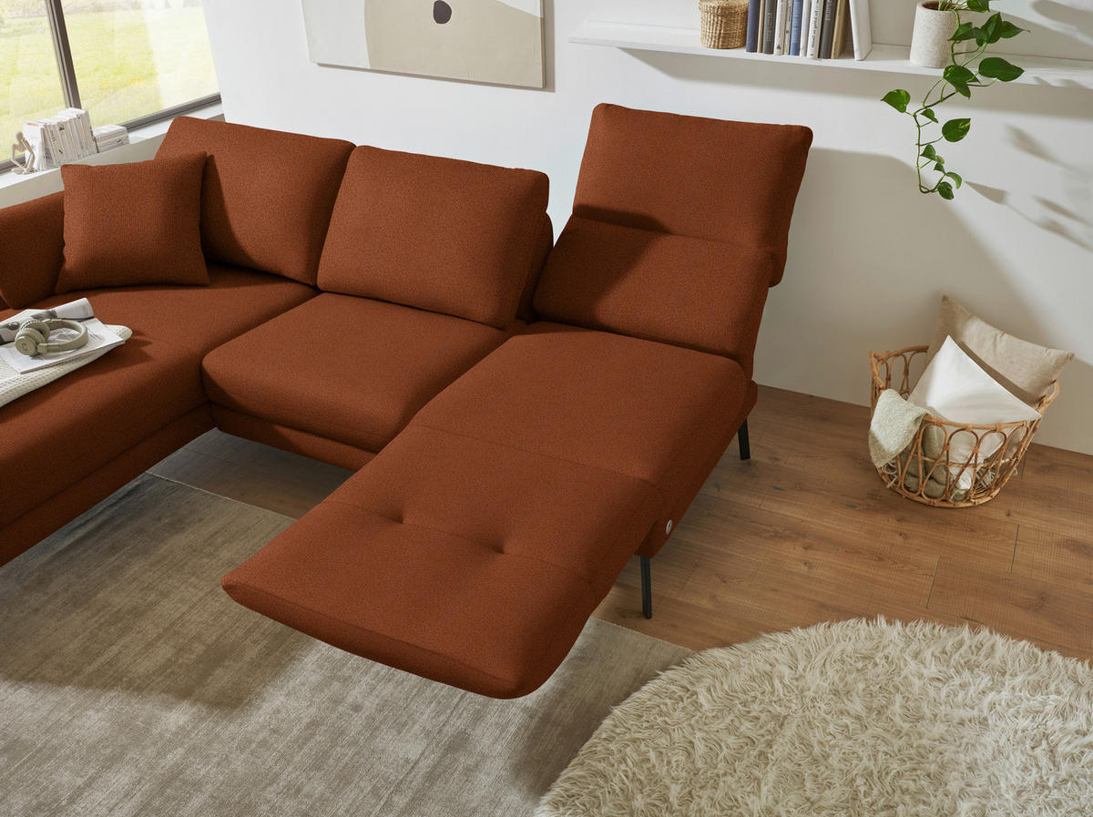 ECKSOFA  in Flachgewebe Kupferfarben  175-224/255-365 cm  - Schwarz/Kupferfarben, Design, Textil/Metall (175-224/255-365cm) - Dieter Knoll