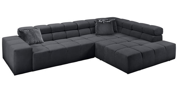 ECKSOFA in Cord Anthrazit  - Anthrazit/Schwarz, Design, Kunststoff/Textil (319/215cm) - Hom`in