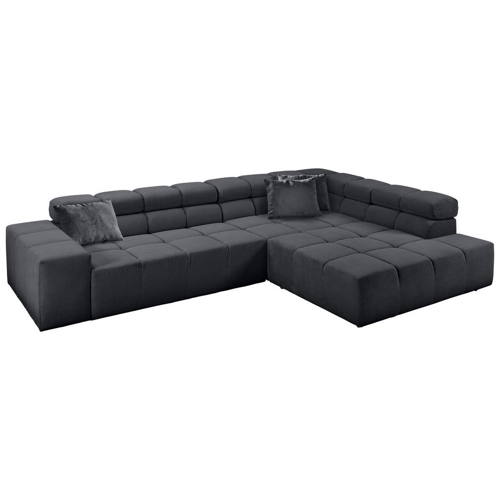 Thumbnail - Hom`in Ecksofa, Anthrazit, Textil, 4-Sitzer, Füllung: Schaumstoff, Ottomane rechts, L-Form, 319x215 cm, Blauer Engel, Go...