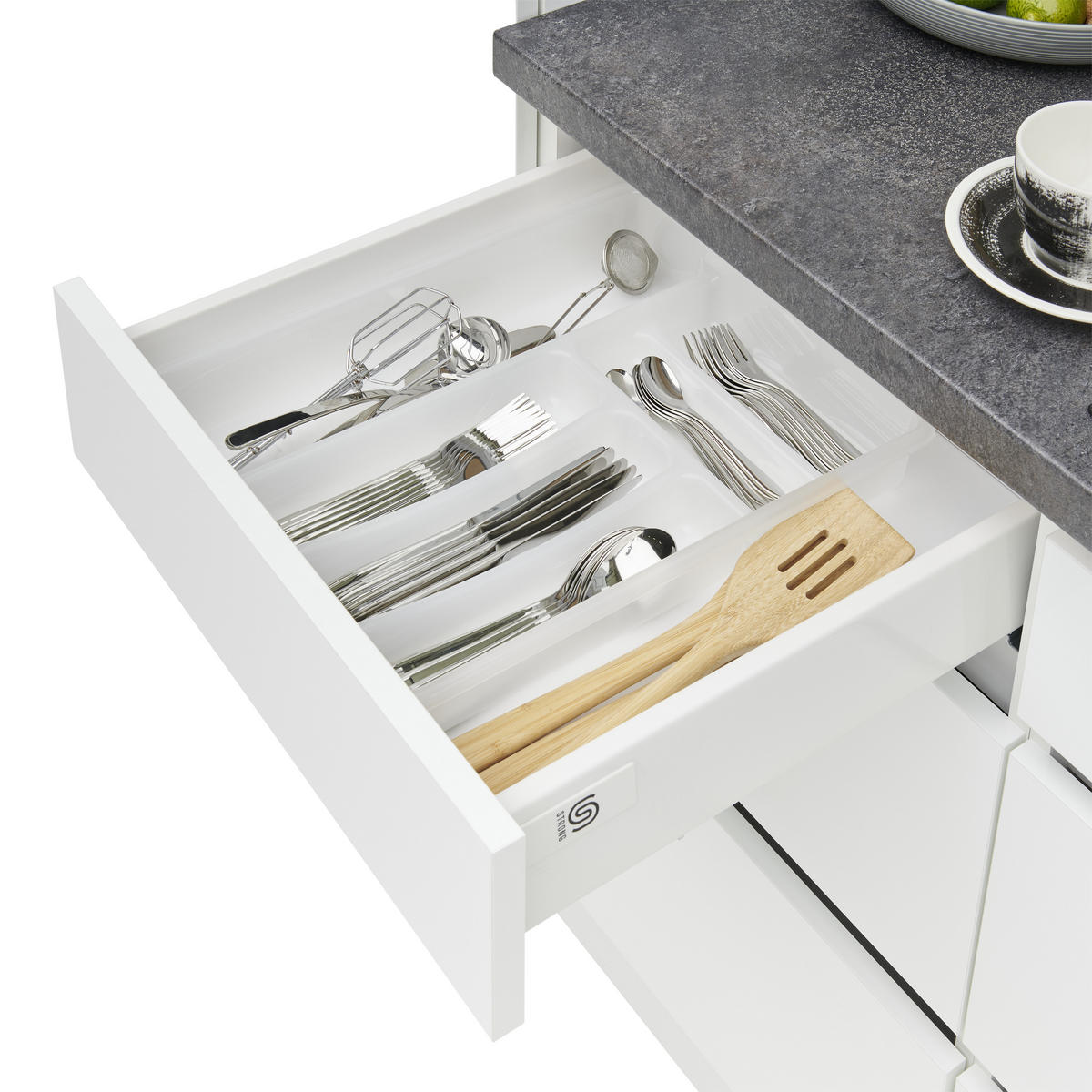 KÜCHENBLOCK 280 cm   in Weiss  - Weiss/Grau, Modern, Holzwerkstoff (280cm) - Respekta