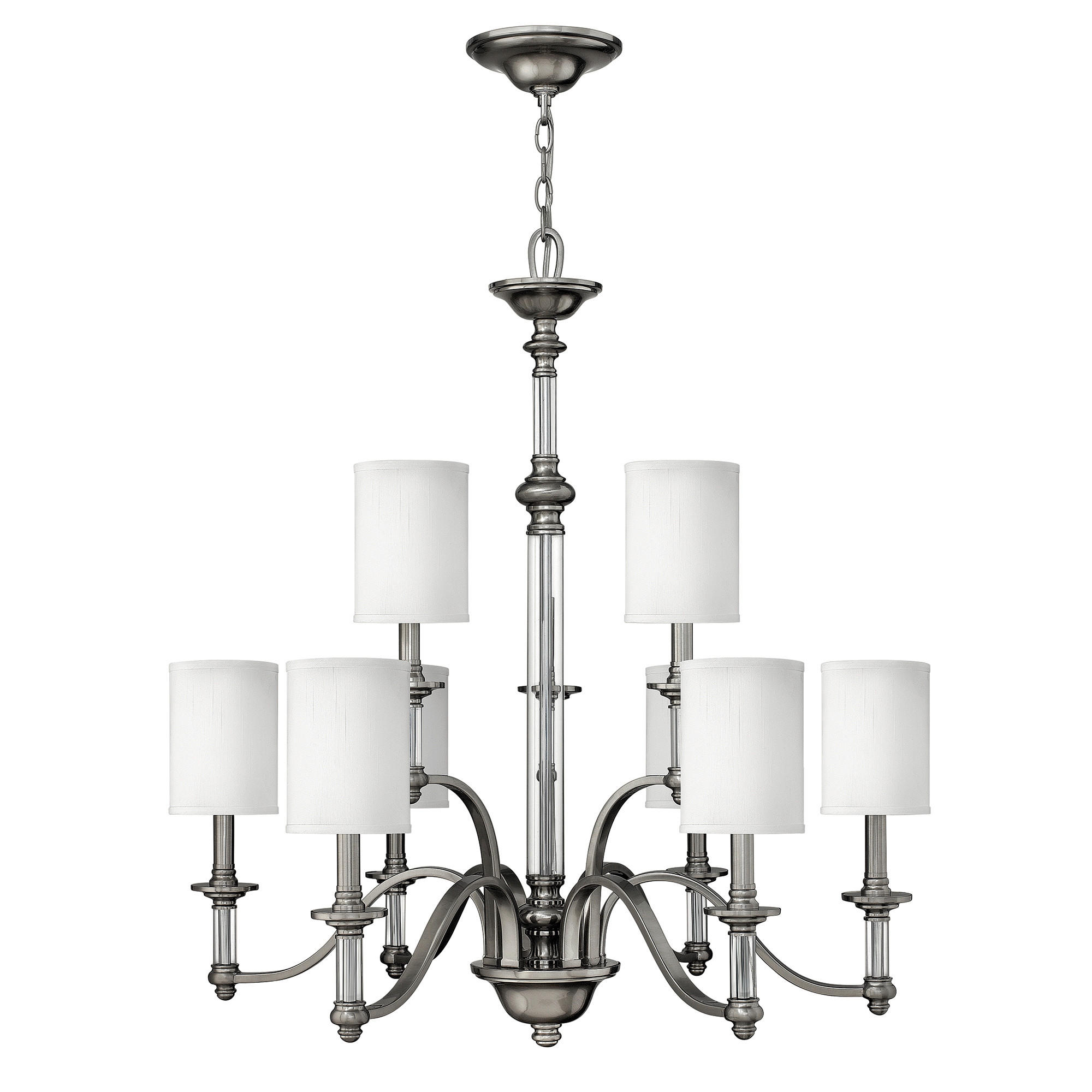 KRONLEUCHTER 81.3/99 cm   - Nickelfarben, LIFESTYLE, Glas/Textil (81.3/99cm) - Elstead Lighting