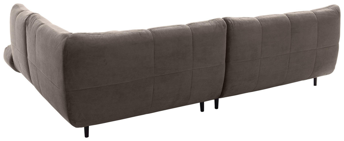 ECKSOFA Ottomane rechts, Eckteil  Taupe Feincord  - Taupe/Schwarz, Design, Holz/Textil (288/215cm) - Pure Home Lifestyle