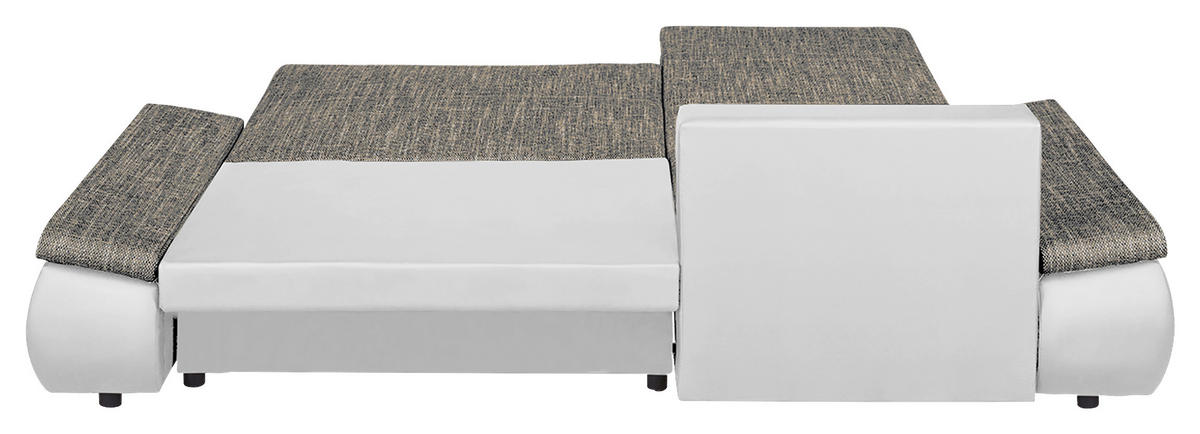 ECKSOFA Grau, Weiß Textilgeflecht  - Chromfarben/Schwarz, Design, Textil (266/175cm) - Livetastic