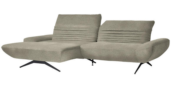 ECKSOFA  in Teddystoff Graubraun  170-195/280 cm  - Graubraun/Schwarz, Design, Textil/Metall (170-195/280cm) - Dieter Knoll