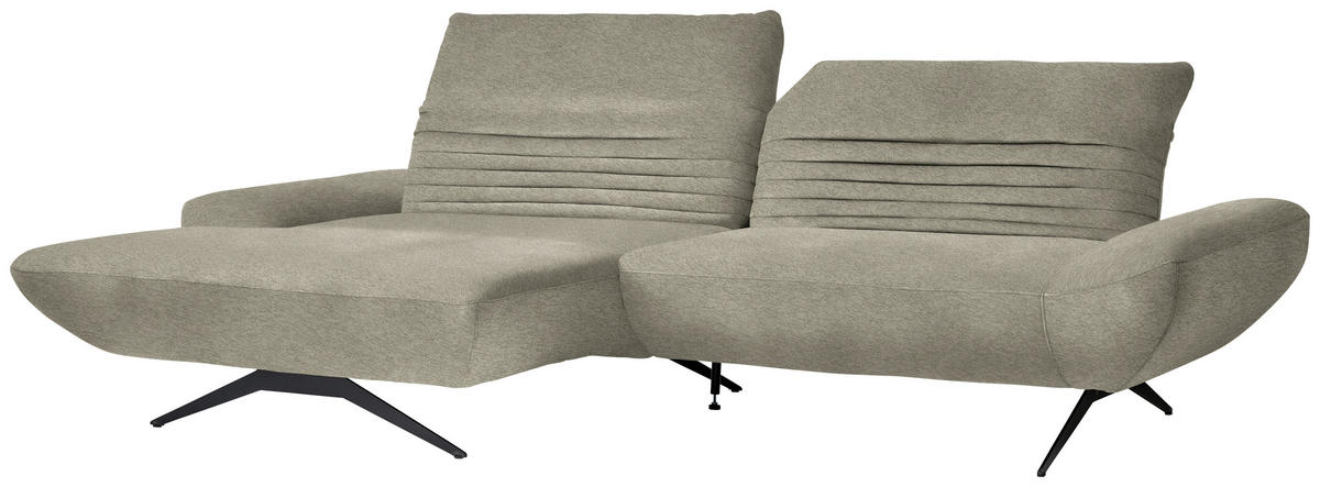 ECKSOFA  in Teddystoff Graubraun  170-195/280 cm  - Graubraun/Schwarz, Design, Textil/Metall (170-195/280cm) - Dieter Knoll