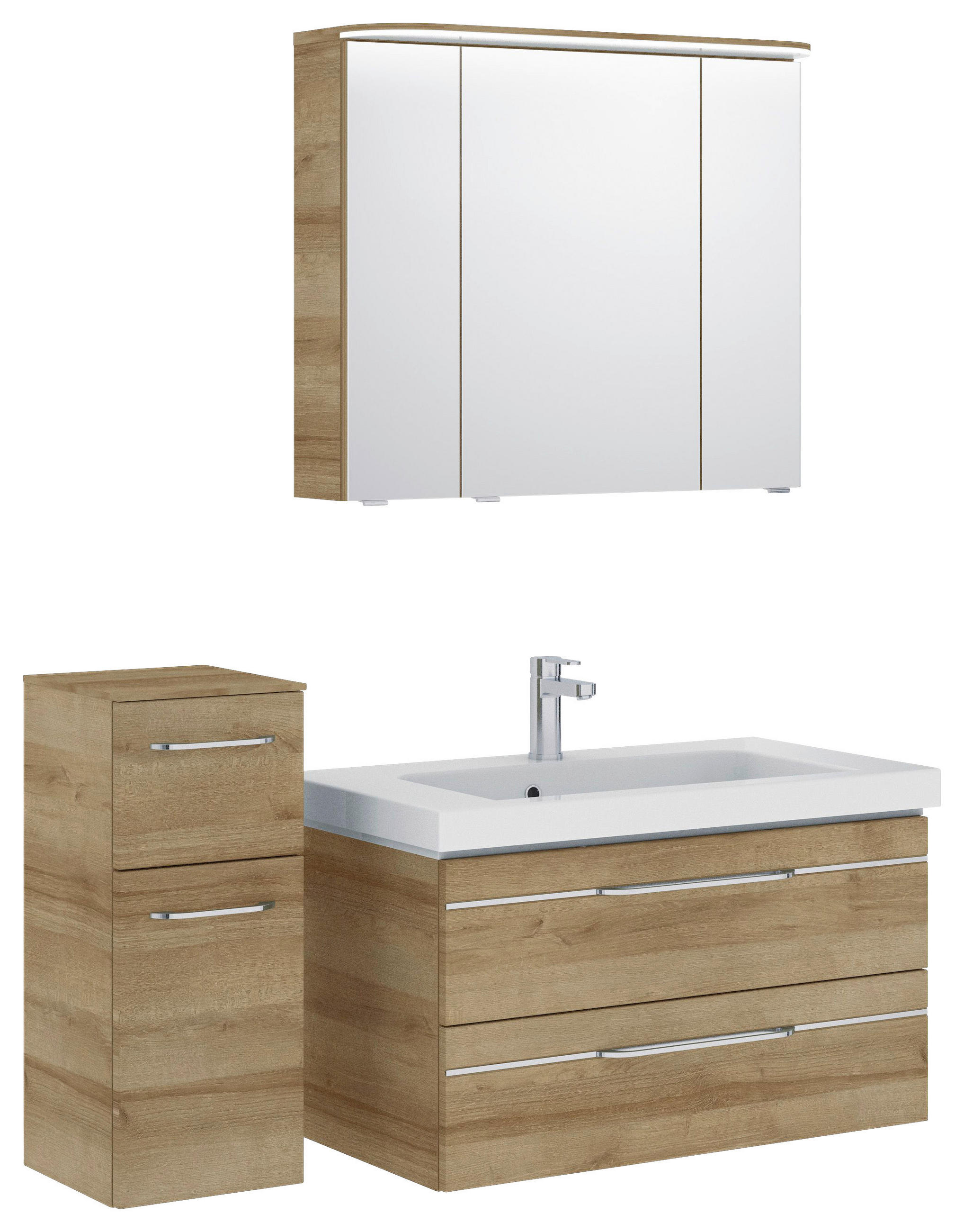 BADEZIMMER 4-teilig  in 122 cm  - Chromfarben/Eichefarben, KONVENTIONELL, Glas/Holzwerkstoff (122cm) - Pelipal