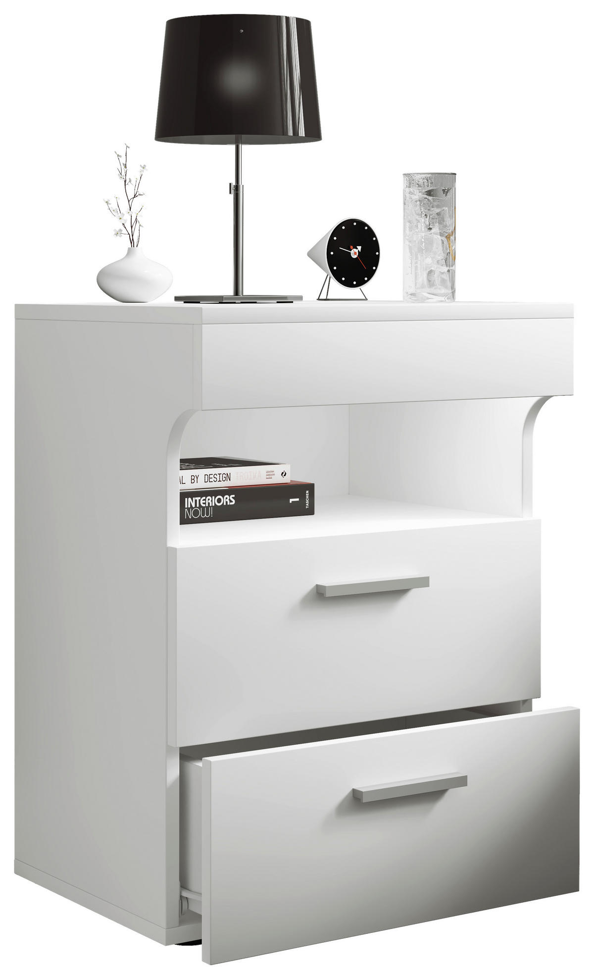 NACHTSCHRANK 45/61/39 cm  - Silberfarben/Schwarz, MODERN, Holzwerkstoff/Kunststoff (45/61/39cm) - MID.YOU