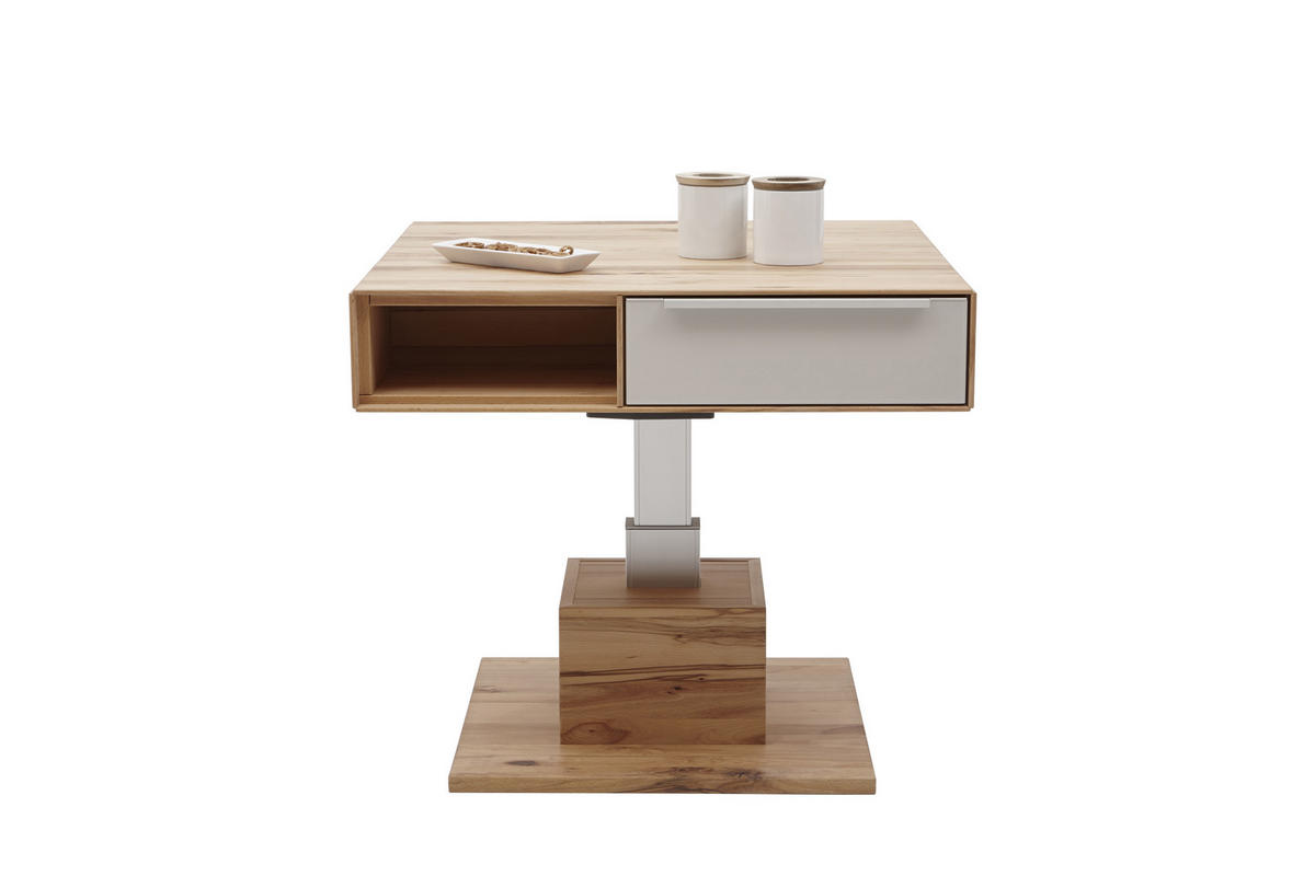 COUCHTISCH in Holz, Glas 82/82/40-72,5 cm  - Schlammfarben/Buchefarben, Natur, Glas/Holz (82/82/40-72,5cm) - Valnatura