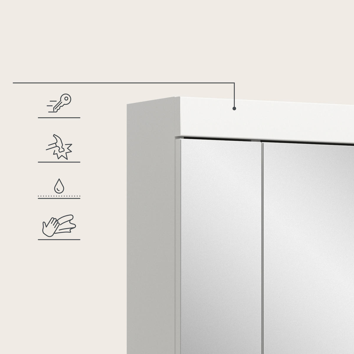 SPIEGELSCHRANK 60/70/18 cm  - Weiß, Trend, Glas/Holzwerkstoff (60/70/18cm) - MID.YOU