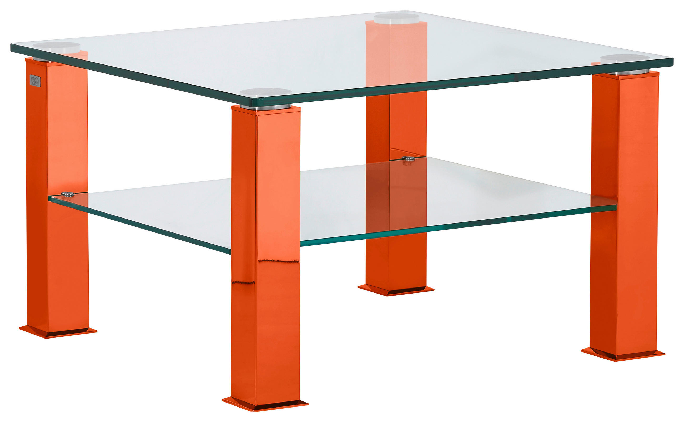COUCHTISCH Kristallglas 75/75/42,5 cm quadratisch Orange, Rot  - Rot/Orange, Design, Glas/Kunststoff (75/75/42,5cm)