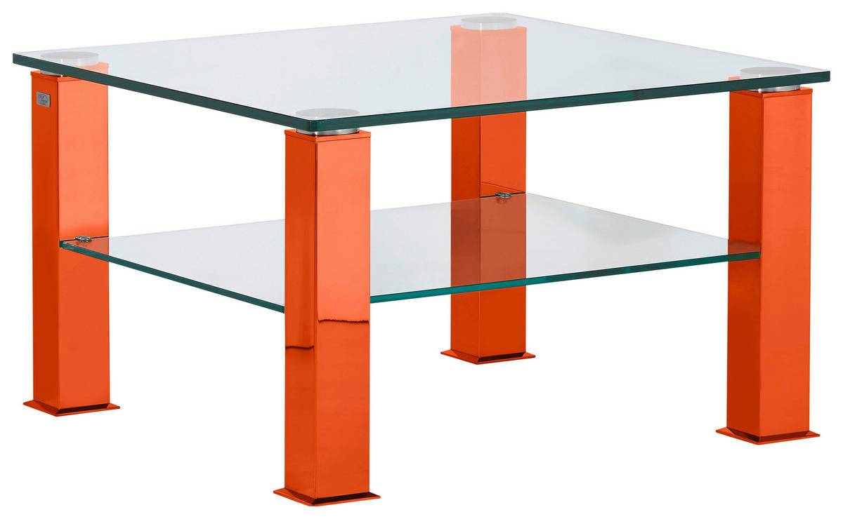 COUCHTISCH Kristallglas 75/75/42,5 cm quadratisch Orange, Rot  - Rot/Orange, Design, Glas/Kunststoff (75/75/42,5cm)