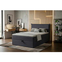BOXBETT 120/200 cm,  in Grau, H3 = fest  - Schwarz/Grau, MODERN, Kunststoff/Textil (120/200cm) - MID.YOU