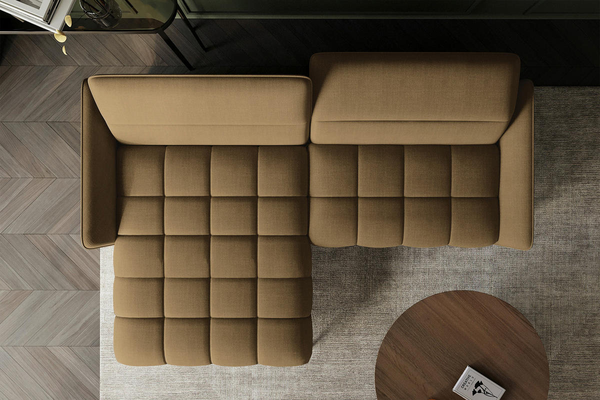 ECKSOFA Olivgrün Flachgewebe Rücken echt, Kopfteilverstellung, Sitztiefenverstellung  - Schwarz/Olivgrün, KONVENTIONELL, Textil/Metall (175/272cm) - Carryhome