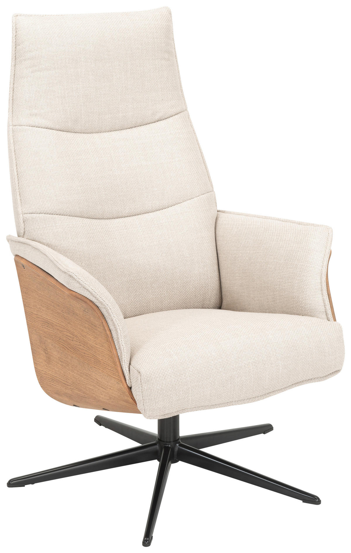 RELAXFÅTÖLJ i trä, metall, textil ekfärgad, beige  - beige/svart, Klassisk, metall/trä (67/101/80cm) - Welnova