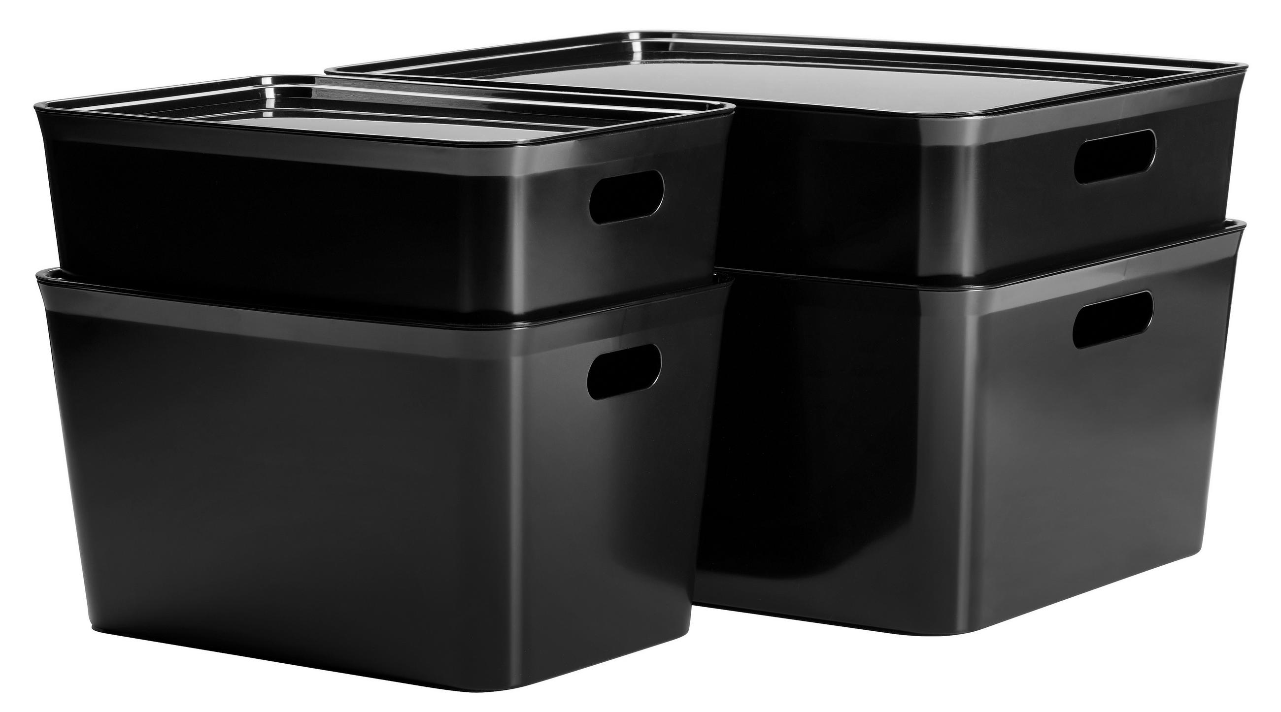 AUFBEWAHRUNGSBOXEN-SET  - Schwarz, Basics, Kunststoff - Homeware