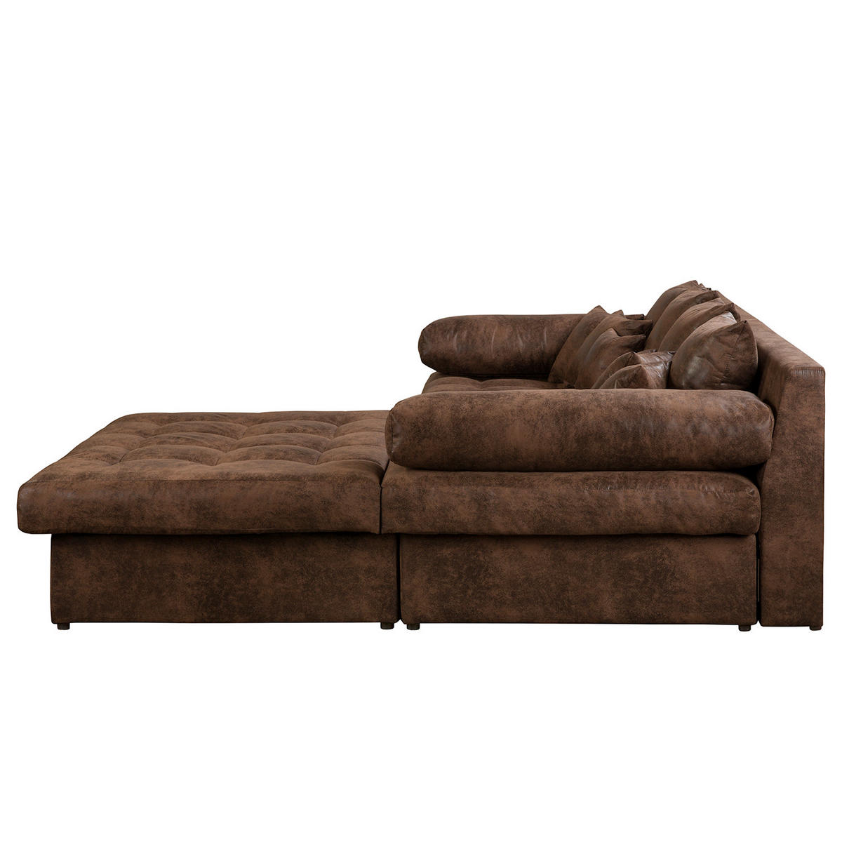 ECKSOFA Naomi in Lederlook Dunkelbraun Rückenkissen  284/243 cm  - Dunkelbraun/Schwarz, Design, Kunststoff/Textil (284/243cm) - P & B