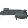 ECKSOFA in Velours Grau  299/264 cm  - Schwarz/Grau, Design, Textil/Metall (299/264cm) - Novel