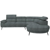 ECKSOFA Grau Velours  - Schwarz/Grau, Design, Textil/Metall (299/264cm) - Novel