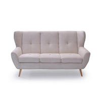 3-SITZER-SOFA Cord Creme  - Eichefarben/Creme, Design, Holz/Textil (190/102/90cm) - Stylife