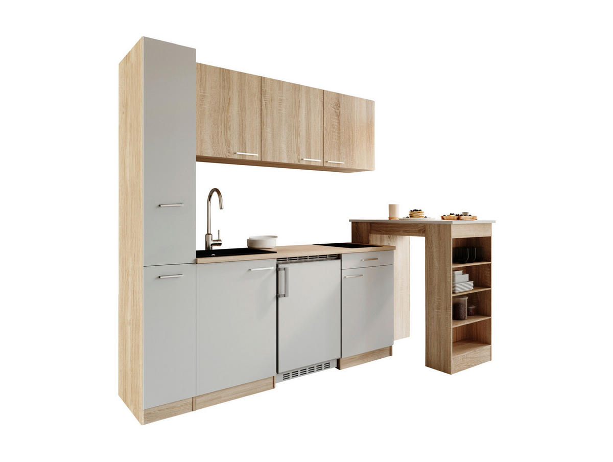 KUHINJSKI BLOK - barve hrasta/bela, Design, umetna masa/leseni material (180cm) - Respekta