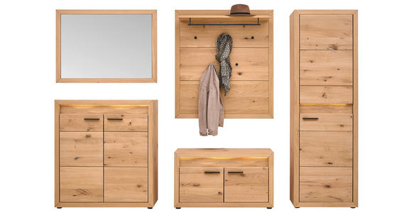 SCHUHSCHRANK 99,6/110,5/40 cm  - Eichefarben/Schwarz, KONVENTIONELL, Holz/Metall (99,6/110,5/40cm) - Linea Natura