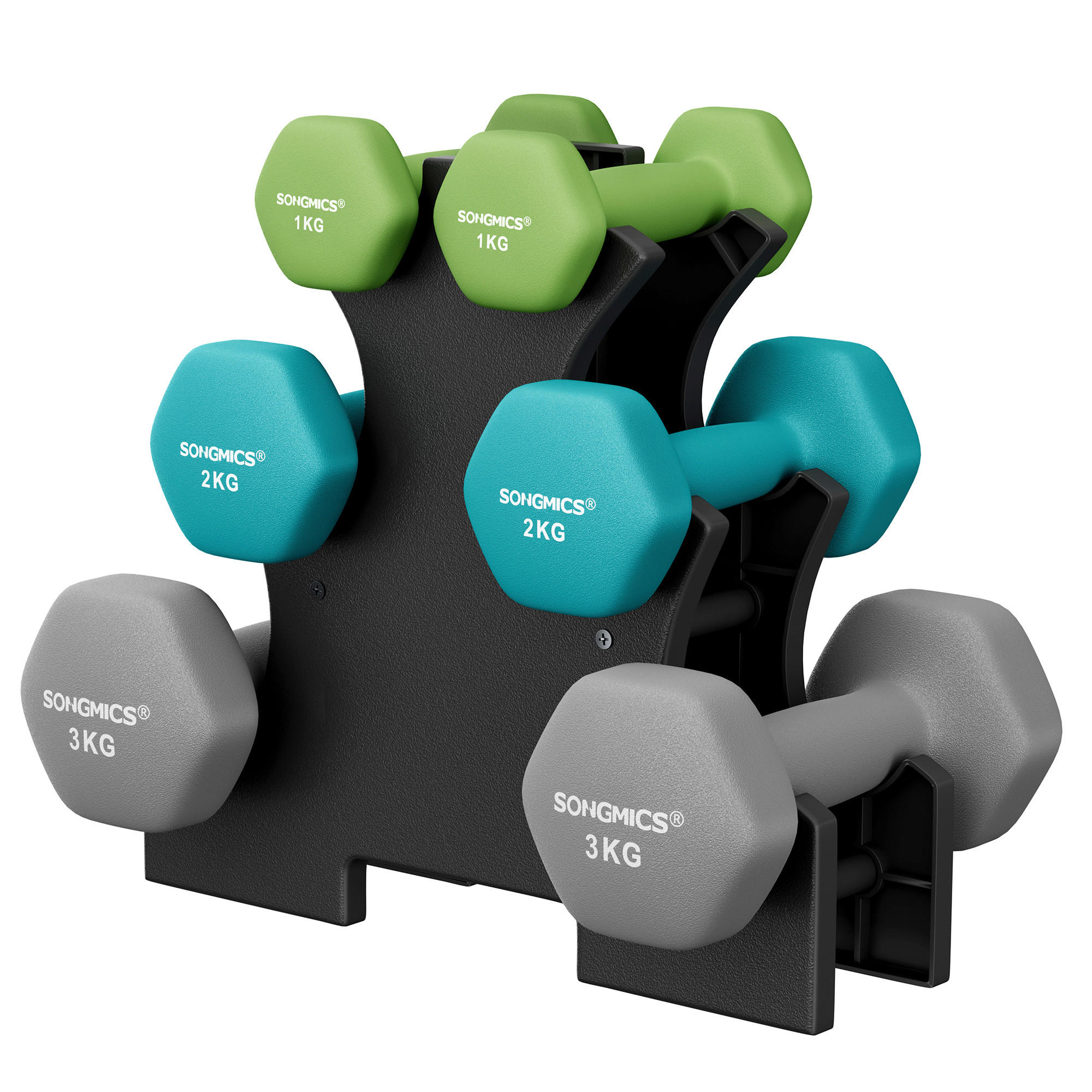 XXXLutz Fitness-Set Blau, Grau, Grün 38.5x14.5x35.5 cm