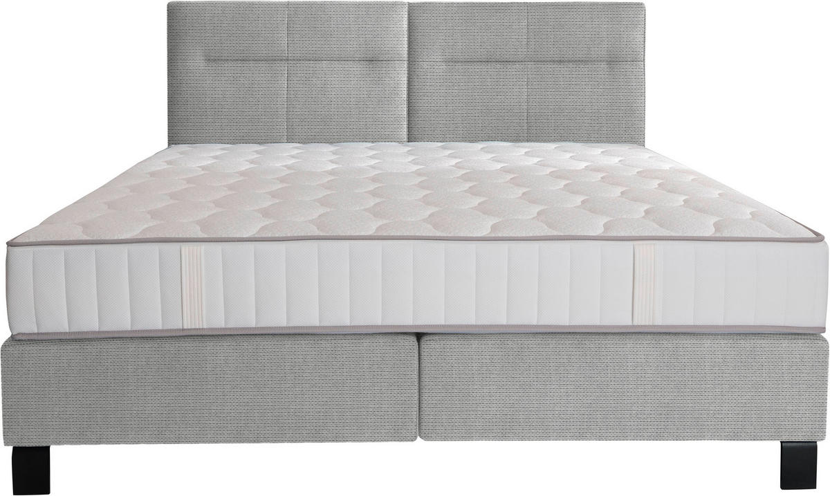 BOXSPRINGBETT 240/220 cm  in Hellgrau  - Hellgrau/Schwarz, Konventionell, Textil/Metall (240/220cm) - Esposa
