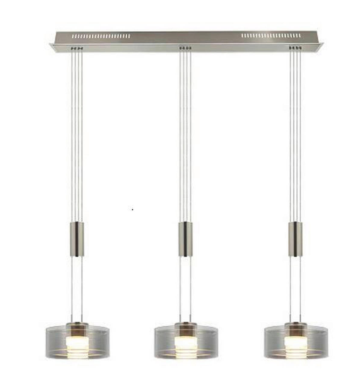 LED-HÄNGELEUCHTE Lavin 95/20/100-160 cm   - Chromfarben/Nickelfarben, Design, Glas/Metall (95/20/100-160cm) - Fischer & Honsel