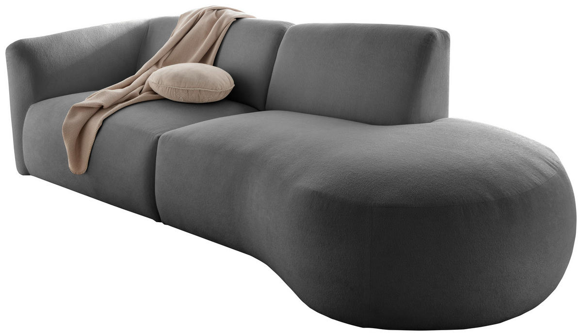 ECKSOFA in Mikrofaser Anthrazit  - Anthrazit/Schwarz, Modern, Kunststoff/Textil (238/107cm) - Livetastic