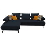 ECKSOFA in Echtleder Dunkelblau  - Schwarz/Dunkelblau, Design, Leder/Metall (224/305cm) - Dieter Knoll