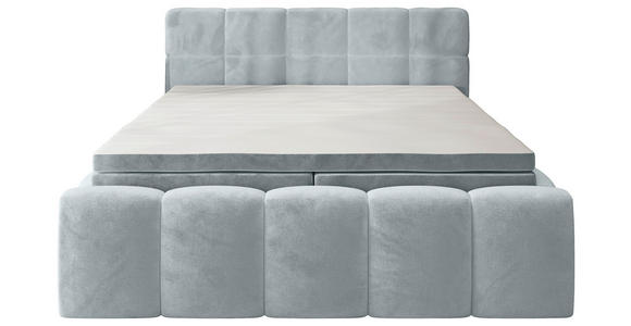 BOXBETT 200/200 cm,  in Hellgrau, gepolstertes Kopfteil, Bettkasten, Topper, Matratzen, H3 + H3 = fest  - Hellgrau/Schwarz, MODERN, Kunststoff/Textil (200/200cm) - Xora
