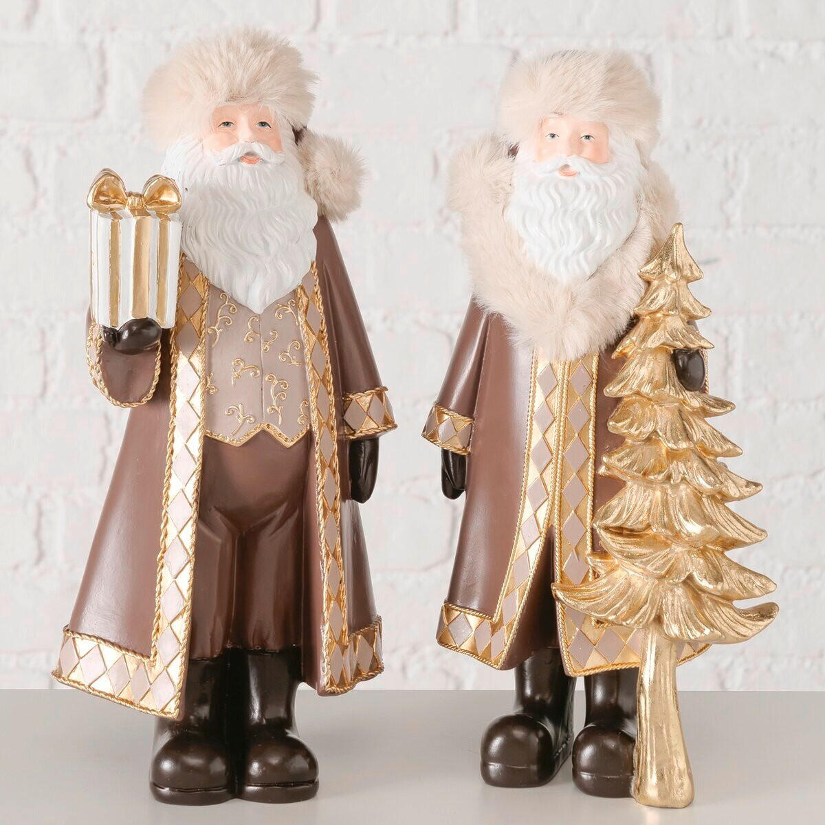 KARÁCSONYI FIGURA - barna/aranyszínű, Basics, műanyag/kő (15,5/10,5/30,5cm)