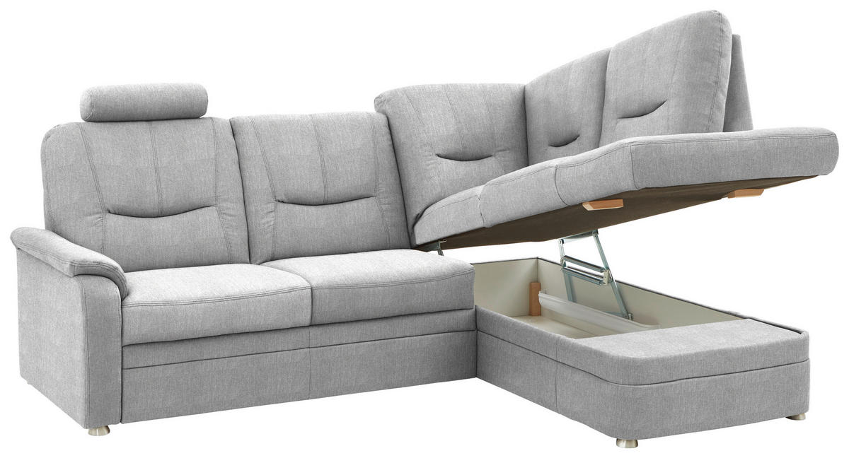 ECKSOFA  in Chenille Silberfarben  235/185 cm  - Silberfarben/Schwarz, KONVENTIONELL, Kunststoff/Textil (235/185cm) - Beldomo Comfort