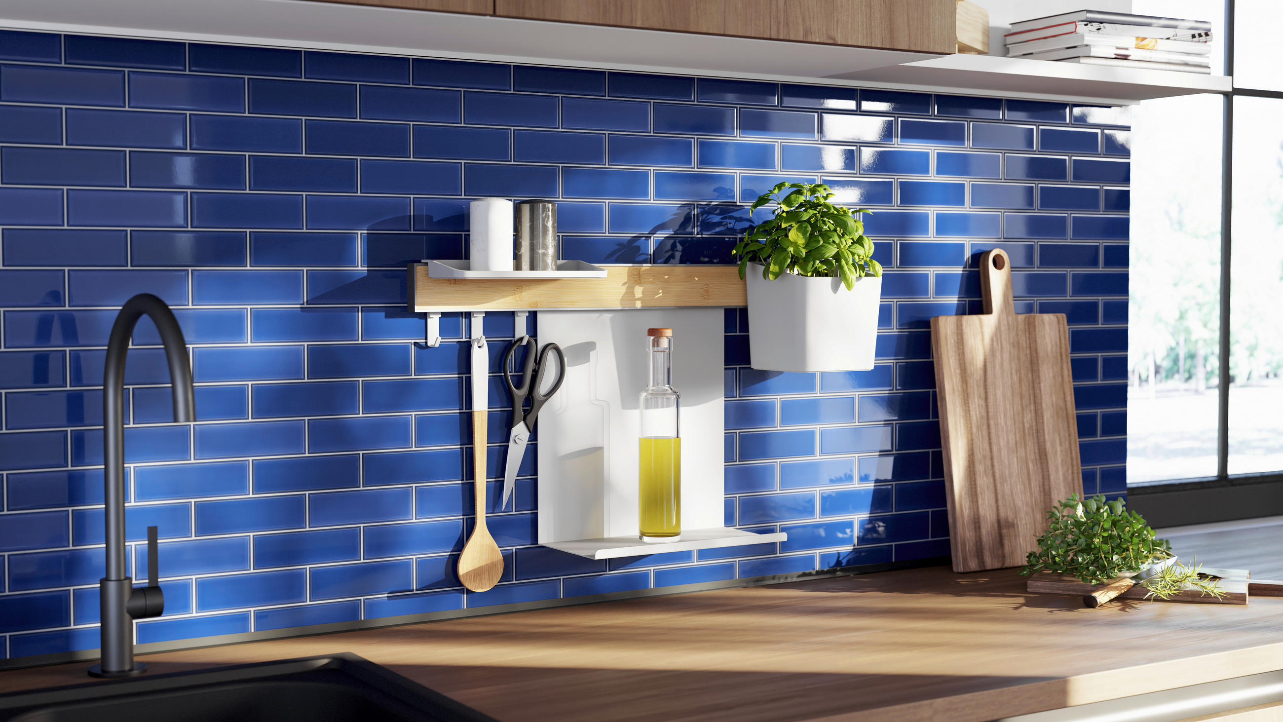 KÜCHEN-ORGANIZER-SET  - Braun/Weiß, Basics, Holz/Kunststoff (60/34/15cm) - Tesa