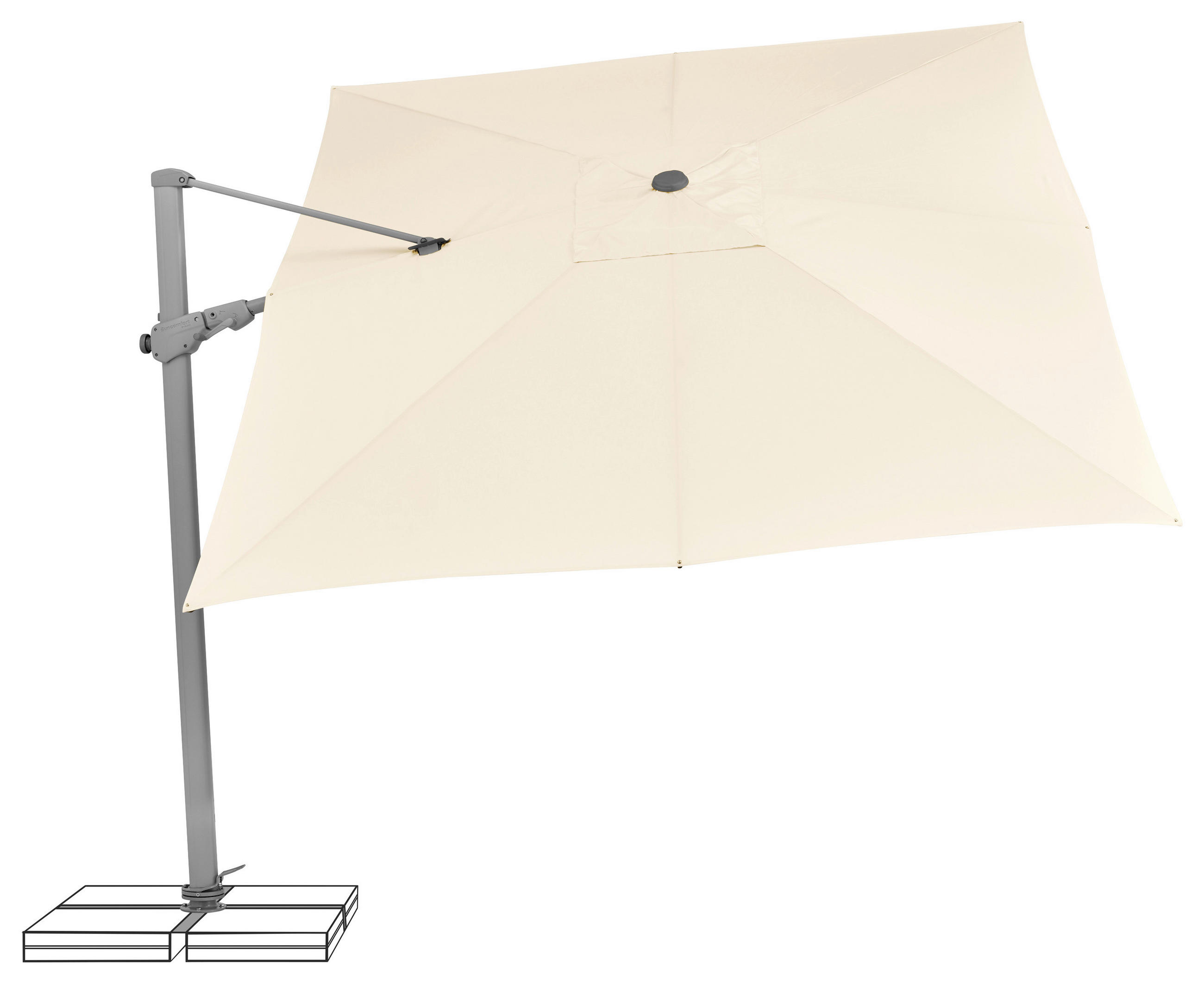 AMPELSCHIRM 330x270 cm  - Ecru/Silberfarben, Basics, Textil/Metall (330/270cm) - Suncomfort by Glatz