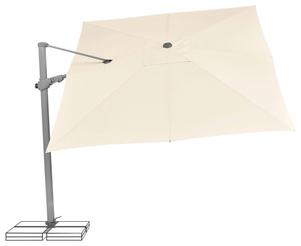 AMPELSCHIRM 330x270 cm  - Ecru/Silberfarben, Basics, Textil/Metall (330/270cm) - Suncomfort by Glatz