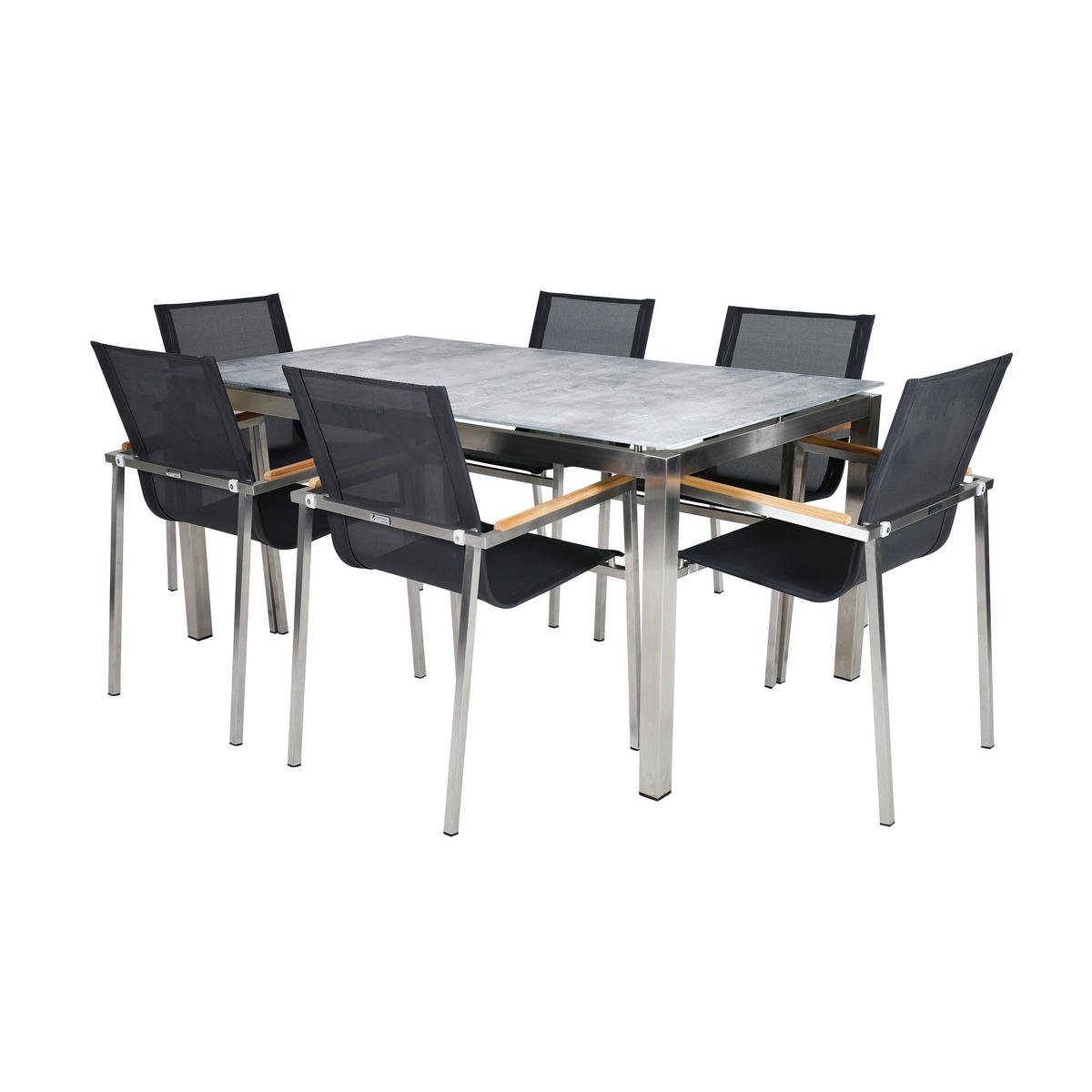 DINING-LOUNGESET  - Silberfarben/Grau, Basics, Glas/Holz (160/74/90cm) - Gardenson