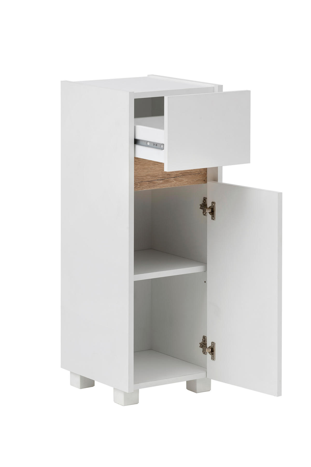 UNTERSCHRANK 30,2/84,8/33 cm   - Eichefarben/Silberfarben, MODERN, Holzwerkstoff/Kunststoff (30,2/84,8/33cm) - home24