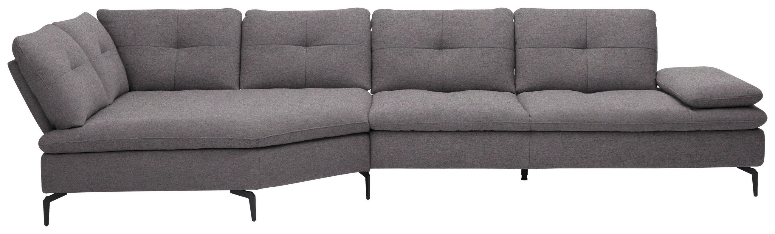 ECKSOFA in Flachgewebe Anthrazit  - Anthrazit/Schwarz, Design, Textil/Metall (159/344cm) - Chilliano