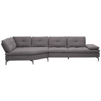 ECKSOFA in Flachgewebe Anthrazit  159/344 cm  - Anthrazit/Schwarz, Design, Textil/Metall (159/344cm) - Chilliano
