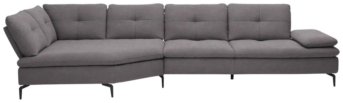 ECKSOFA in Flachgewebe Anthrazit  159/344 cm  - Anthrazit/Schwarz, Design, Textil/Metall (159/344cm) - Chilliano