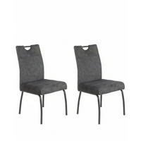 STUHL-SET 2 Stück  in Stahl Samt, Mikrofaser  - Anthrazit/Grau, MODERN, Textil/Metall (50/97/62cm) - MID.YOU