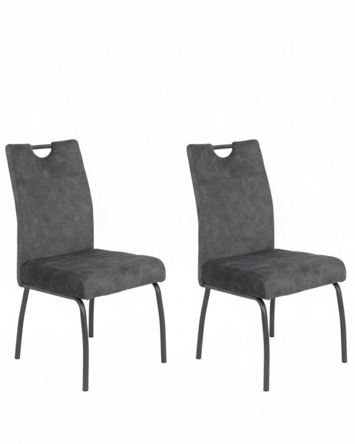 STUHL-SET 2 Stück  in Stahl Samt, Mikrofaser  - Anthrazit/Grau, MODERN, Textil/Metall (50/97/62cm) - MID.YOU