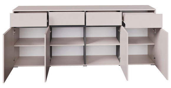 SIDEBOARD  200/79,6/39,8 cm 4 Schublade(n)  - Kaschmir/Schwarz, Design, Holzwerkstoff/Kunststoff (200/79,6/39,8cm) - Xora