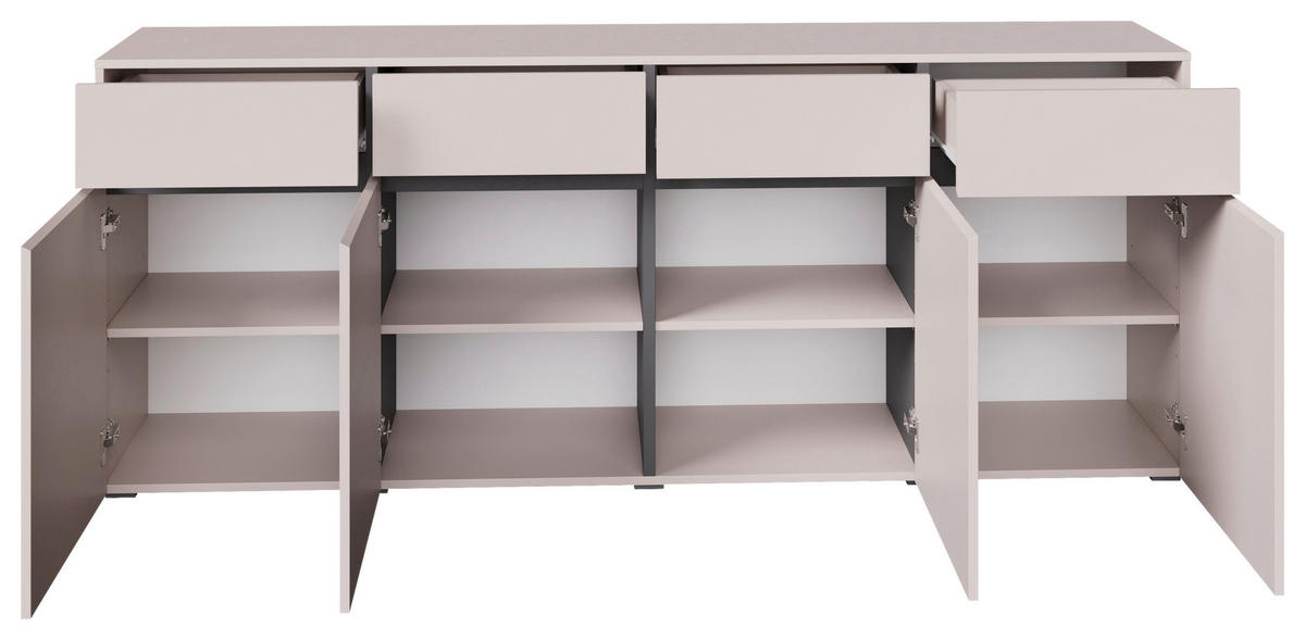 SIDEBOARD  200/79,6/39,8 cm 4 Schublade(n)  - Kaschmir/Schwarz, Design, Holzwerkstoff/Kunststoff (200/79,6/39,8cm) - Xora
